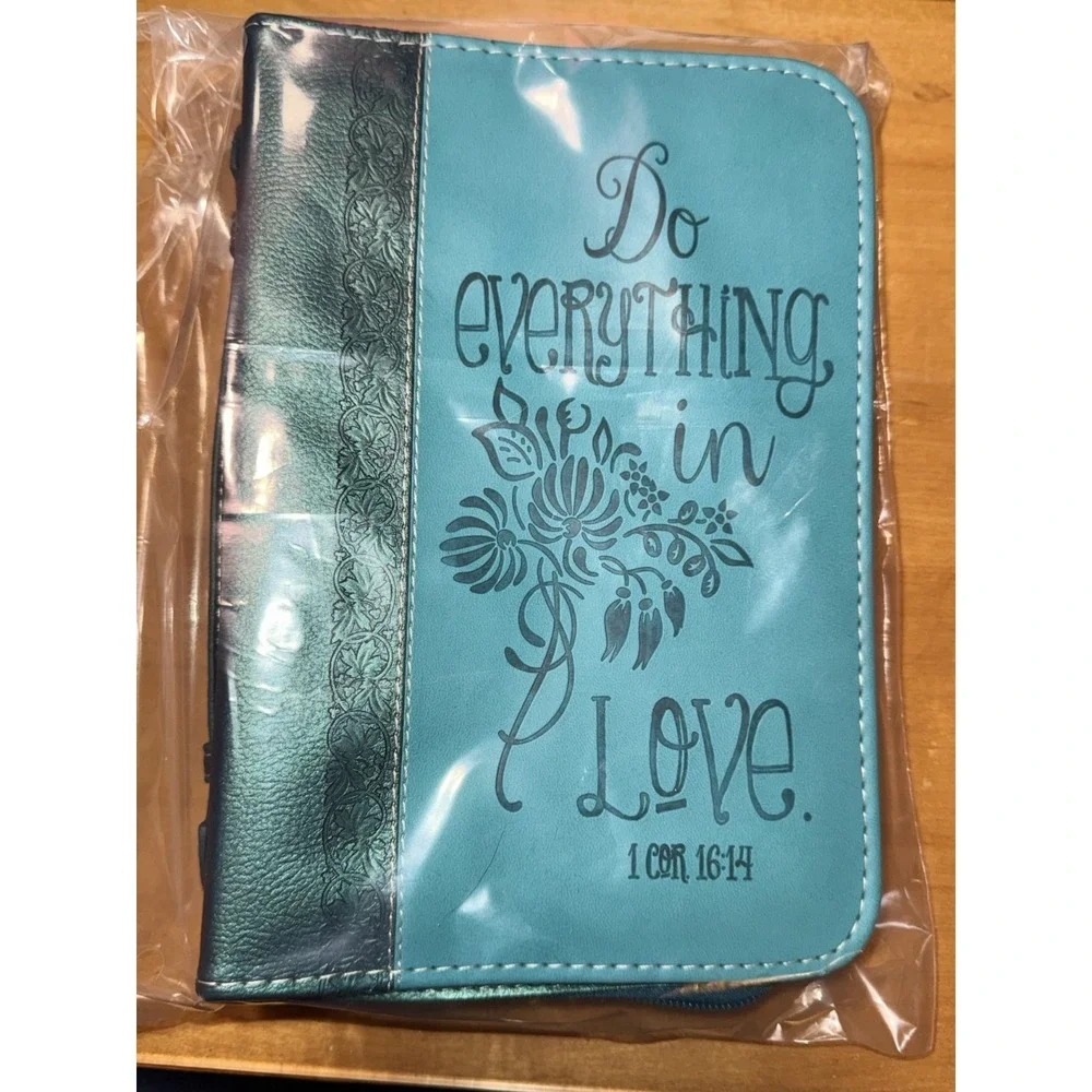 Divine Details: Bible Cover - Teal Do Everything in Love - 1 Corinthians 16:14